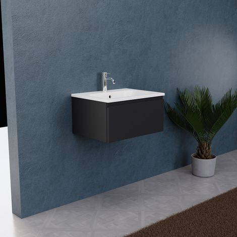 Inda - Meuble de salle de bain L.60 avec vasque mate / Noir mat 1 (1/5)
