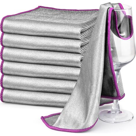 6X Chiffon Microfibre, Double Face Absorbant, Sans Trace Lavable, Pour Cuisine Voiture Verre