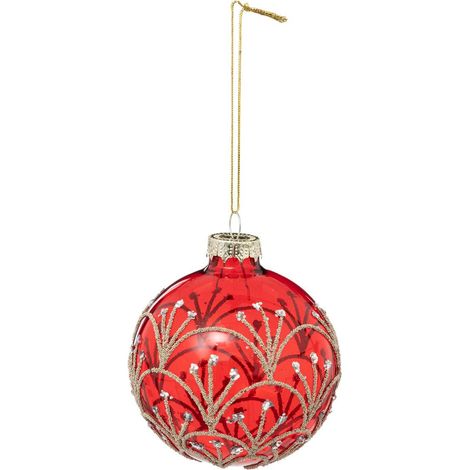 Guaina natalizia art déco in vetro rosso 80 mm - Feeric lights & christmas