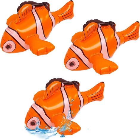 3 x Inflatable Clown Fish, Pool Toy, Tropical Inflatable Fish for Swimming Pool Beach Inflatable Toys 27 cm (1/3)