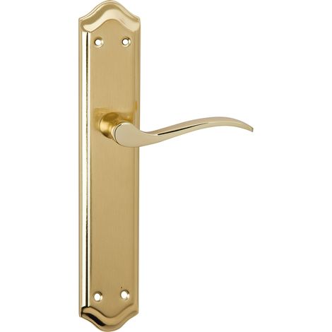 Manilla puerta interior aluminio dorado satinado MASTER placa ovalada 258mm (1/5)
