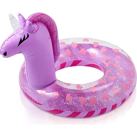 Bouées gonflables en forme de licorne avec paillettes, 56 cm, pour enfants, pour piscines, article pour les loisirs de plein air.-AquaForge (1/5)