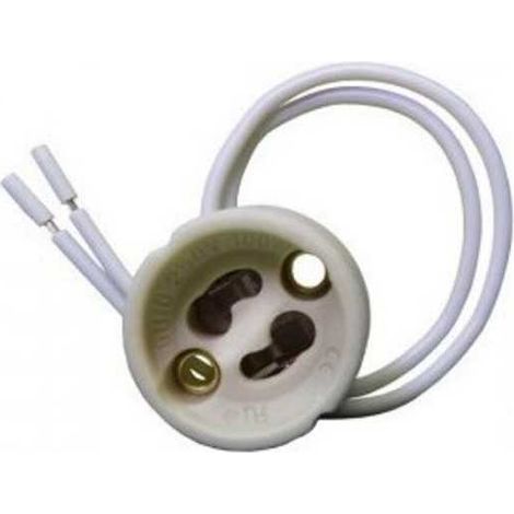 Lampesecoenergie – Douille culot GU10 céramique blanche 2A/250V – Fils silicium 150mm – Résistance jusqu'à 250°C – Conforme CE, VDE, RoHS (1/2)