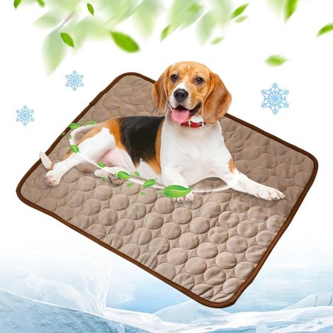 Tapis rafraîchissant pour chiens, tapis rafraîchissants pour animaux de compagnie, coussins rafraîchissants d'extérieur pour chiens et chats en été, lavables en machine (Café, M : 62×52 cm) (1/5)