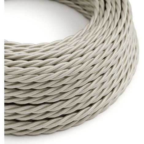 Creative-Cables, Cavo elettrico rivestito in tessuto, Trecciato effetto seta, 2 x 0,75 mm², 50 m, Bianco Perla TM00, Made in Italy