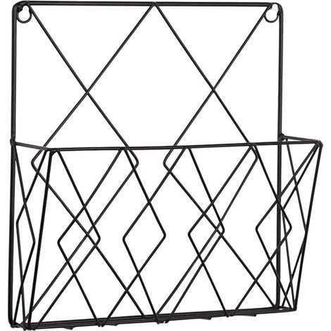 Revistero metálico multifuncional de pared para guardar revistas o periódicos (negro). (1/5)