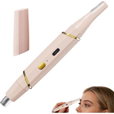 Tondeuse électrique rechargeable 2-en-1 pour les sourcils et le nez, épilation polyvalente avec peigne, résistante à l'eau, or rose