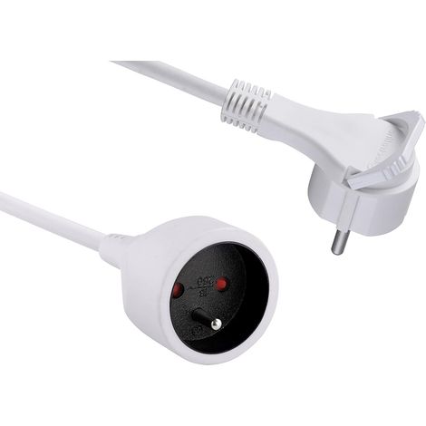 3 m Verlängerungskabel – 16 A – HO5VV-F-Kabel – Extraflacher Stecker – Kindersicherung – Weiß (1/4)