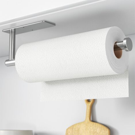Porte-essuie-tout – Autoadhésif ou percé, nickel brossé, monté au mur, distributeur de rouleaux de cuisine en acier inoxydable SUS304 (1/4)