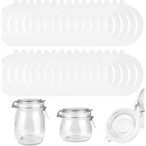 Lot de 30 Joint Bocaux En Silicone, 69 x 92 mm Interchangeables Joints de Bocal, Caoutchouc Bocaux Pour Couvercle à Pince En Verre Pot à Bonbons Stockage des Aliments (Orange) (1/5)