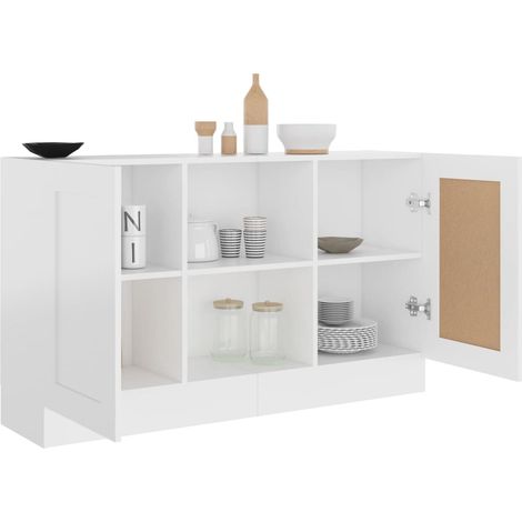 Maison Chic – Buffet bahut blanc 120x30,5x70 cm – Aggloméré de qualité – 2 portes et compartiments – Facile à nettoyer avec chiffon humide