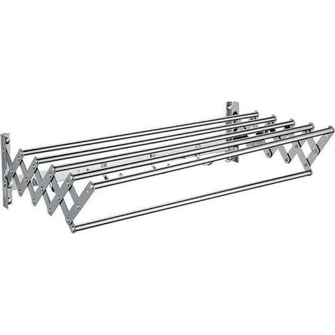 Étendoir à serviettes mural extensible en acier inoxydable, 5 barres de 5 vêtements pour B (1/5)