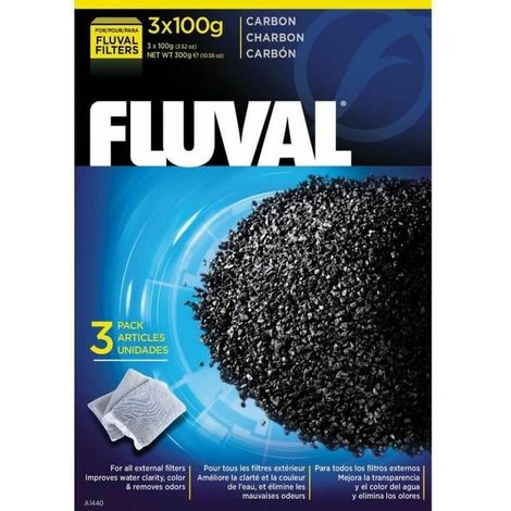 Fluval Carbone Attivo Nero Sacchetti 100 g per Acquario