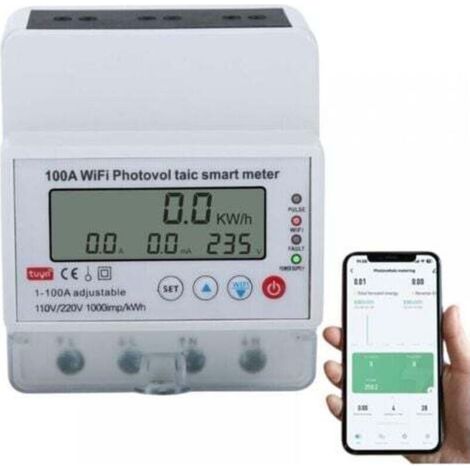 Tuya Smart WiFi 100A Einphasen-4P-Smart-Energiezähler, Photovoltaik-Energiezähler, Schutzschalter, Zeitschaltuhr, bidirektionaler Solarenergiezähler (1/4)