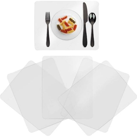 Lot de 5 sets de table transparents - Sets de table - Sets de table en plastique - Sets de table résistants à la chaleur - Protège-tables - Antidérapants - PP - Transparents (1/5)