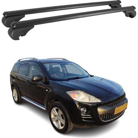 OMAC Aluminium Dachträger Querträger für Peugeot 4007 2007-2012 – TÜV / DIN 75302:2019 – Abschließbar – Max. 75 kg – 2 Stangen Schwarz (1/5)