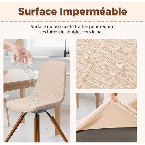 Coprisedie in stile nordico, set da 4 pezzi, impermeabili, sfoderabili e lavabili, coprisedie elastici universali, adatti per la cucina e l'arredamento della casa (bianco sporco). (1/3)
