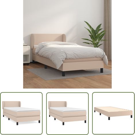 The Living Store Boxspringbett Matratze Cappuccino-Braun 100x200cm Kunstleder - Boxspringbett - Betten - Doppelbett - Kunstlederbett - Lattenrost (1/5)
