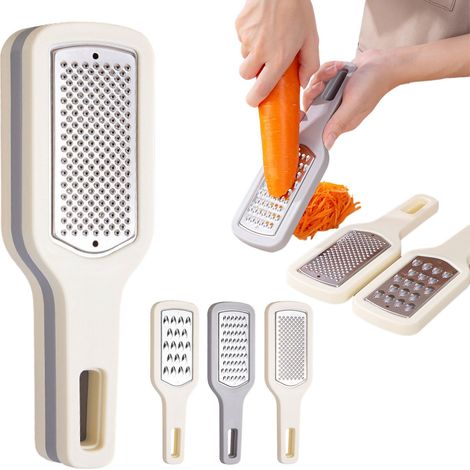 Râpe à fromage 3 pièces avec poignée, râpe multifonction pour la cuisine, idéale pour les légumes, le fromage et l'ail. (1/5)