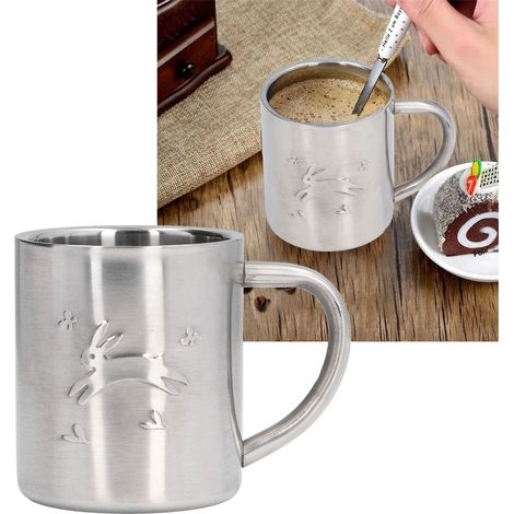 Mug isotherme à double paroi Little Rabbit 220 ml avec poignée - Gourde pour le bureau, les étudiants et les enfants (1/5)