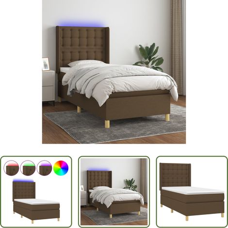 Matratze - Boxspringbett mit Matratze & LED Dunkelbraun 100x200 cm Stoff (1/5)