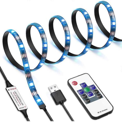 1,5 m LED-Streifen mit 10-Tasten-Fernbedienung, IP65 wasserdicht, hintergrundbeleuchtet, 20 Farben, 19 Monate Garantie