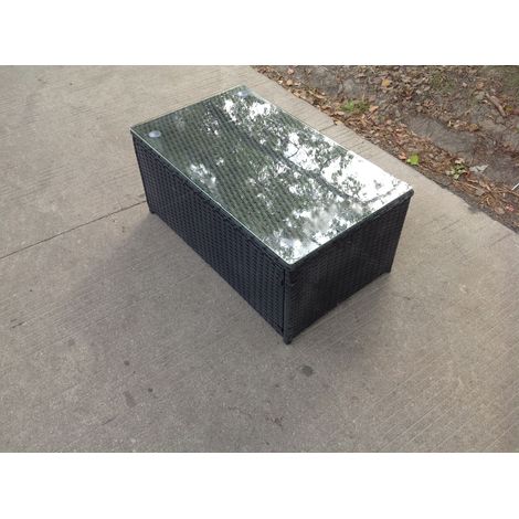 Fimous Rattan Oblong Coffee Table Outdoor Garden Furniture Patio Furniture Black