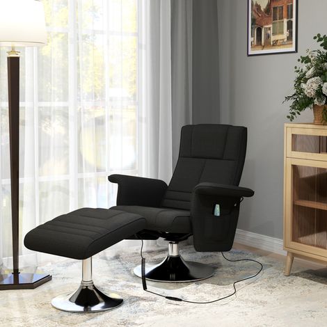 Silla relax giratoria con masaje vibratorio de 8 puntos y reposapiés, 135°, negro DESVIAE (1/5)