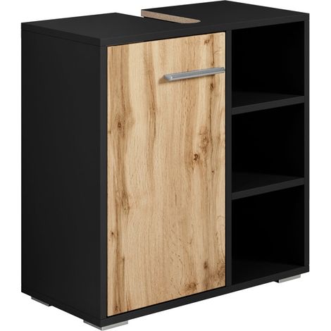 Mueble bajo lavabo Neptunus 60 x 28 x 60 cm - Roble con negro -