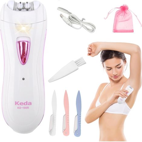 Epilateur Electrique Femme, Épilateur facial et épilation du corps épilateur pour femme y compris tondeuse à sourcils avec lumière LED pour le visage les aisselles le bikini et les jambes USB (1/5)