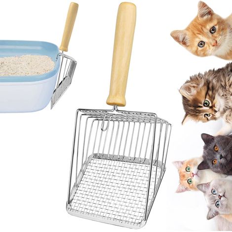 Pelle double couche (5 mm + 10 mm), manche bois, pour chats/lapin