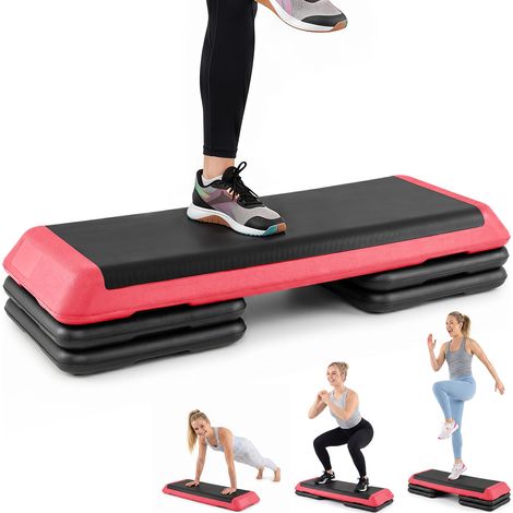 COSTWAY Step Fitness con 4 Blocchi e Altezza Regolabile (Rosso) (1/5)
