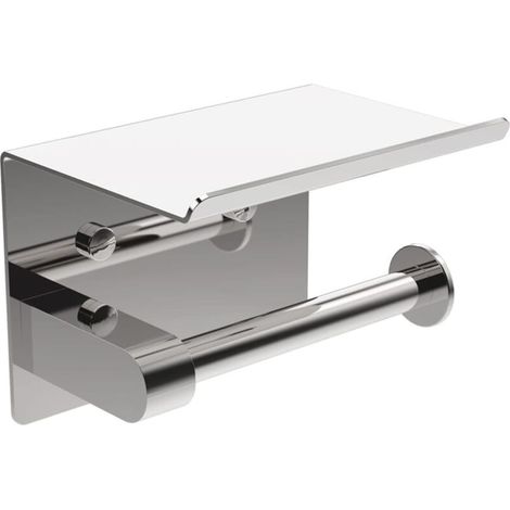 Porte Papier Toilette, Support Papier Rouleau sans Percage Derouleur Papier WC,Distributeur Papier avec Tablette - Argent (1/4)
