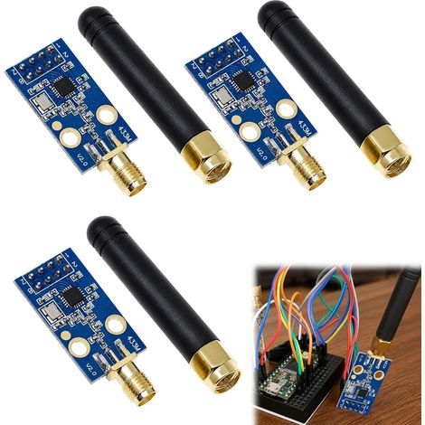 Lot de 3 modules radio CC1101 avec 3 antennes STK 433 MHz Module sans fil CC1101 avec connexion d'antenne SMA Module de transmission numérique et émetteur-récepteur radio 1,9-3,6 V CC (1/5)