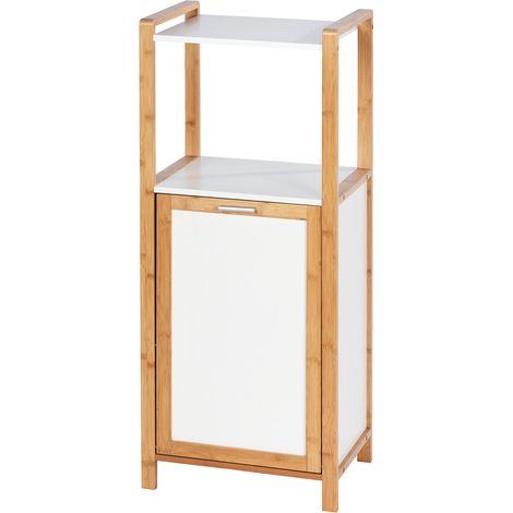 Wenko Estantería moderna bambú blanco 95x30x40 cm (1/5)