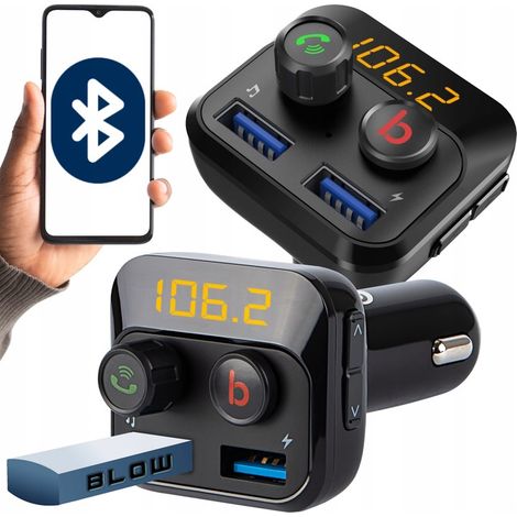 Transmisor FM Bluetooth, cargador para coche, graves potentes, FM, 2 puertos USB, SD, 12-24 V (1/5)