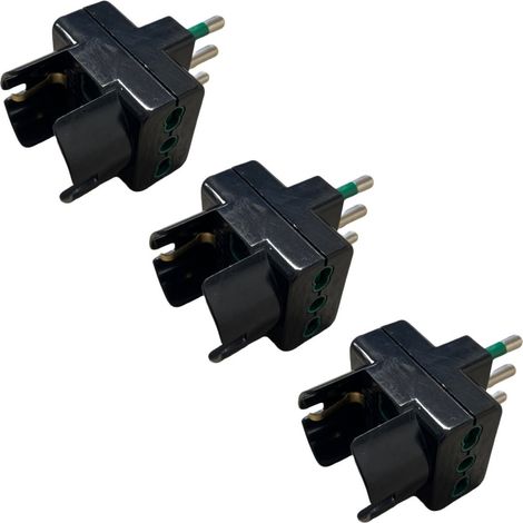 gloca Set 3 Adattatori Schuko 3 Prese Con Spina 16A Colore Nero Standard Italiano (1/4)