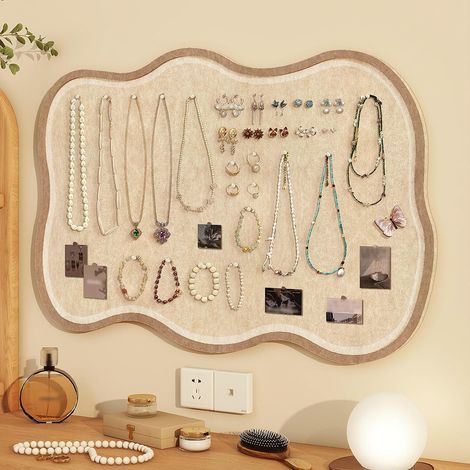 Présentoir mural en feutre blanc 60 x 120 cm, organisateur bijoux pour colliers, boucles d'oreilles, broches et accessoires de mode (1/5)