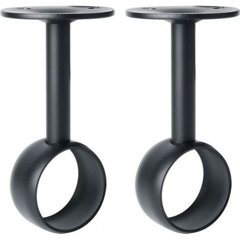 2 Pcs Curtain Rod Bracket Closet Rod Holder with Screws Ceiling Bracket for Curtain and Wardrobe, Matte Black Stainless Steel, Diameter 32 mm (1/5)