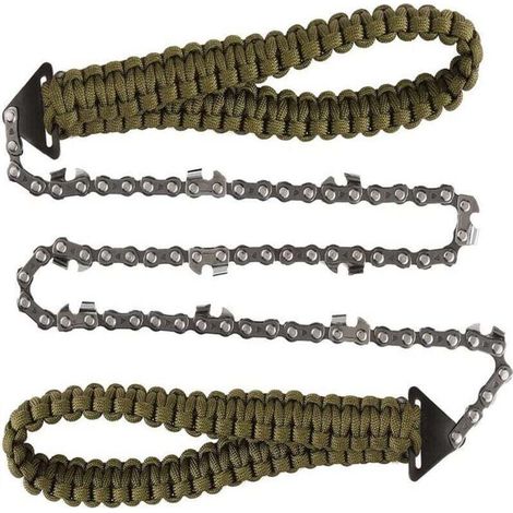 Scie à chane pliante – Poche avec poignée en paracorde, scie à main à chane pliante, équipement de survie d'urgence en plein air pour le camping, la randonnée, la chasse,de (1/3)