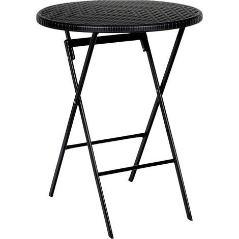 Table pliante ronde aspect rotin, Ø 60 cm , résistante aux intempéries - Pratique pour jardin & terrasse (1/5)