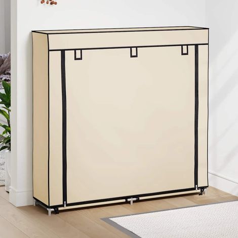 Schuhschrank mit Abdeckung Cremeweiß 115 x 28 x 110 cm Stoff