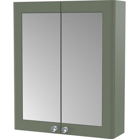 Nuie Classique Satin Green 600mm 2 Door Mirrored Cabinet - CLA817 (1/4)
