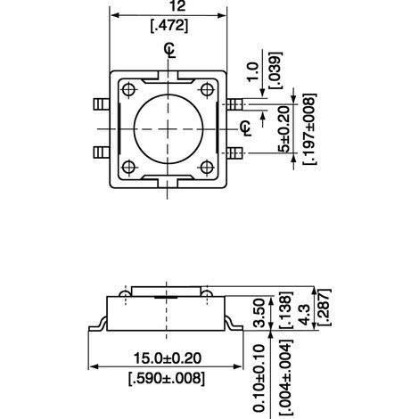 APEM DTSM-21N-V-B DTSM-21N-V-B Drucktaster 12 V/DC 0.05 A 1 x Aus/(Ein) tastend  (L x B x H) 12 x 12