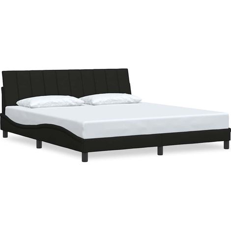 Lit double,Lit adulte,Cadre de lit sans matelas Hanko noir 180x200 cm tissu CFW7069518 (1/5)