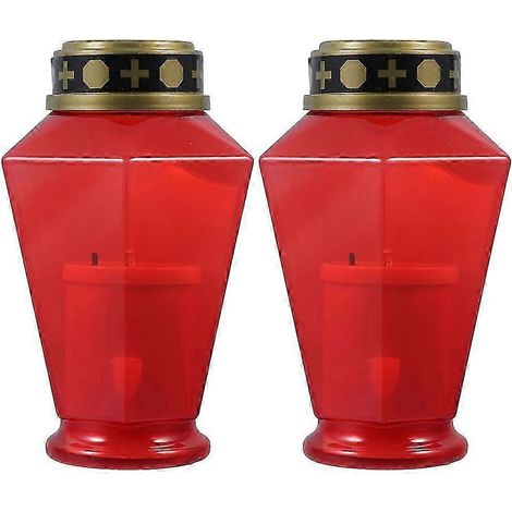 Bougies électriques réutilisables pour cimetière, décorations de cimetière à LED, 15 à 3,5 cm (lot de 2) - Bon état (1/5)