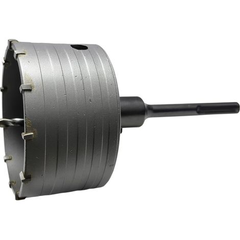 Scie cloche pour mur ciment couronne carotteuse à sec + adaptateur SDS PLUS + pointe centrage 8 x 110 mm (130 mm) (1/5)