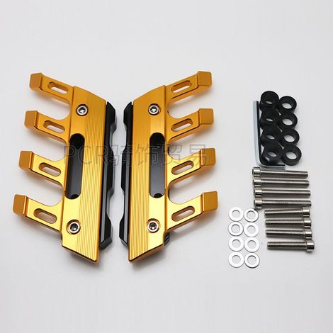 Protection Latérale d'aile Avant de Moto Curseurs de Garde-boue Protecteur de Fourche Inférieur pour S1000R/RR/XR pour Z750/Z800/Z900/Z1000 pour YZF-R1/R6/R15 V3/MT09/MT10 (Or) (1/5)