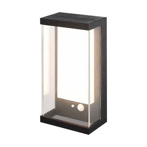 Aplique LED rectangular de pared V-TAC de 1 W con panel y sensor PIR, negro, blanco cálido, IP54