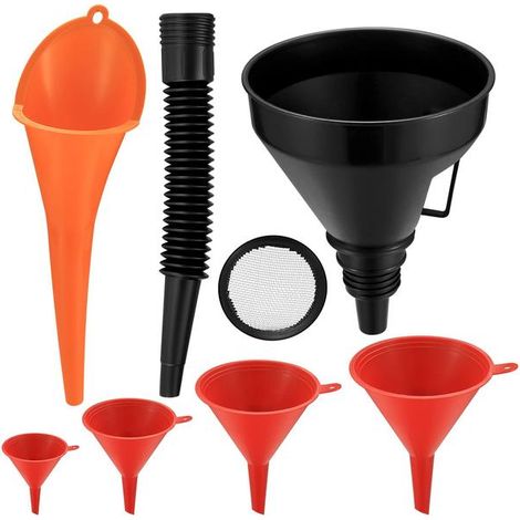 Entonnoirs en plastique à long col pour voitures, entonnoirs à carburant à large ouverture, entonnoirs flexibles à angle droit avec bec amovible et filtre pour eau/essence/liquide (1/5)